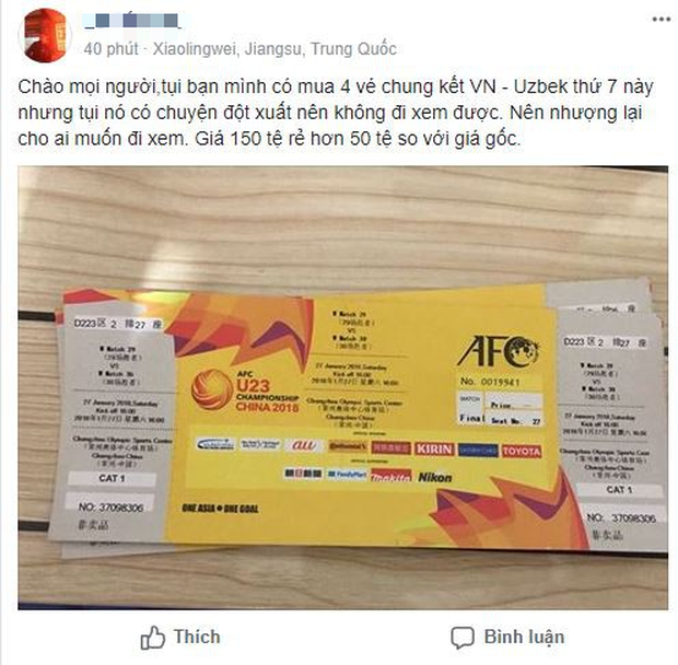 Vé trận chung kết U23 Việt Nam gặp U23 Uzbekistan xuất hiện trên MXH, được rao bán rẻ hơn cả giá gốc - Ảnh 2.