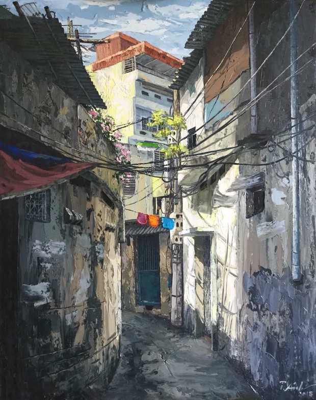 Chùm tranh sơn dầu chủ đề ngõ nhỏ, phố nhỏ đẹp ngỡ ngàng và chân thực không thua gì ảnh chụp - Ảnh 14. Chùm tranh sơn dầu chủ đề ngõ nhỏ, phố nhỏ đẹp ngỡ ngàng và chân thực không thua gì ảnh chụp - Ảnh 14.