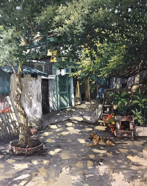 Chùm tranh sơn dầu chủ đề ngõ nhỏ, phố nhỏ đẹp ngỡ ngàng và chân thực không thua gì ảnh chụp - Ảnh 15. Chùm tranh sơn dầu chủ đề ngõ nhỏ, phố nhỏ đẹp ngỡ ngàng và chân thực không thua gì ảnh chụp - Ảnh 15.