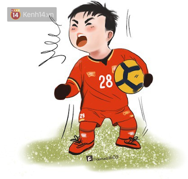 Các cầu thủ đội tuyển Việt Nam bình thường trên sân mạnh mẽ là thế, nay bỗng hóa cute dưới nét vẽ chibi siêu đáng yêu - Ảnh 1.
