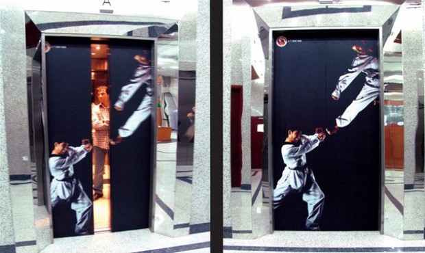14 áp phích quảng cáo sáng tạo trên các thang máy của tòa nhà cao tầng