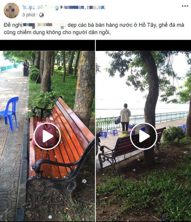Clip Hai thanh niên đang ngồi ghế công cộng thì bị người phụ nữ đuổi đi chỗ khác để bán hàng tại Hà Nội gây tranh cãi - Ảnh 1.