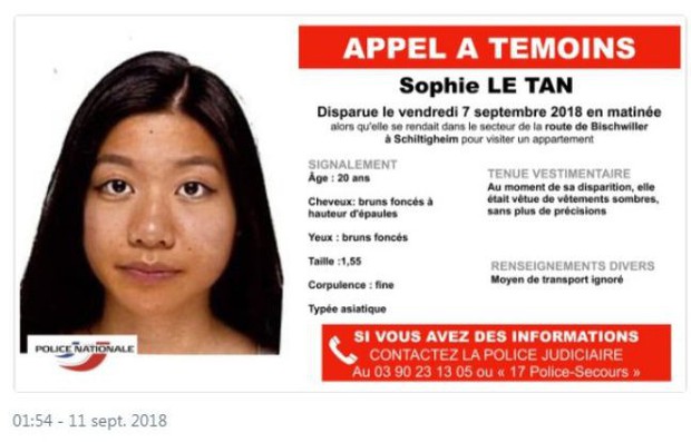 Nữ sinh gốc Việt mất tích tại Pháp, tìm thấy vết máu tại nhà gã đàn ông có tiền án hiếp dâm phụ nữ - Ảnh 1.
