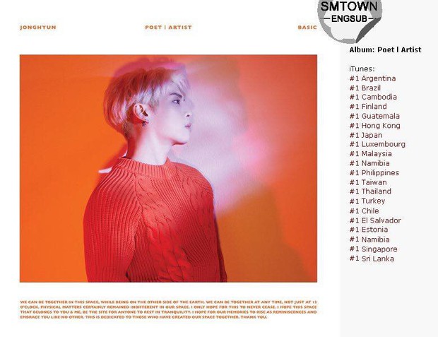 Fan đưa album cuối cùng của Jonghyun lên đỉnh iTunes gần 20 quốc gia - Ảnh 1.