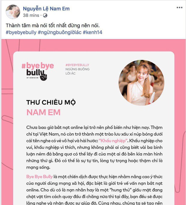 Dàn sao Vbiz hưởng ứng tham gia #ByeByeBully: Đã đến lúc cần lên tiếng chấm dứt mọi hành động cào phím, ném đá giấu tay trên mạng xã hội! - Ảnh 18.