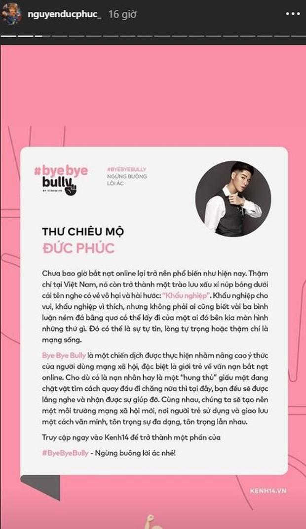 Dàn sao Vbiz hưởng ứng tham gia #ByeByeBully: Đã đến lúc cần lên tiếng chấm dứt mọi hành động cào phím, ném đá giấu tay trên mạng xã hội! - Ảnh 10.