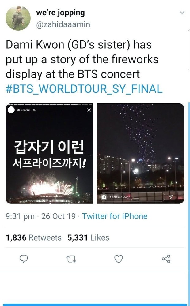 Fan BTS tổng tấn công, bắt nạt chị gái G-Dragon do đăng ảnh... pháo hoa, ai ngờ bị ném đá ngược vì thiếu văn minh - Ảnh 2. Fan BTS tổng tấn công, bắt nạt chị gái G-Dragon do đăng ảnh... pháo hoa, ai ngờ bị ném đá ngược vì thiếu văn minh - Ảnh 2.
