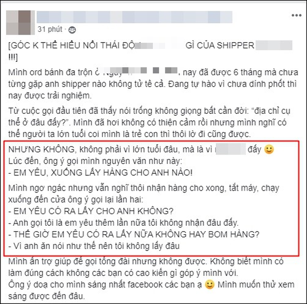 Khách nữ choáng váng, quyết định bom luôn tô bún 20k khi shipper gọi điện cợt nhả: Em yêu xuống lấy hàng cho anh nào - Ảnh 1.