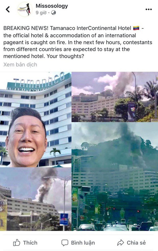 Khách sạn tổ chức Miss Grand International tại Venezuela bốc cháy dữ dội - Ảnh 1.