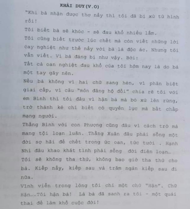 Spoil cái kết “Tiếng Sét Trong Mưa”: Khải Duy viết thư tuyệt mệnh, tự gọi mình là kẻ quái thai làm khổ cuộc đời - Ảnh 3.