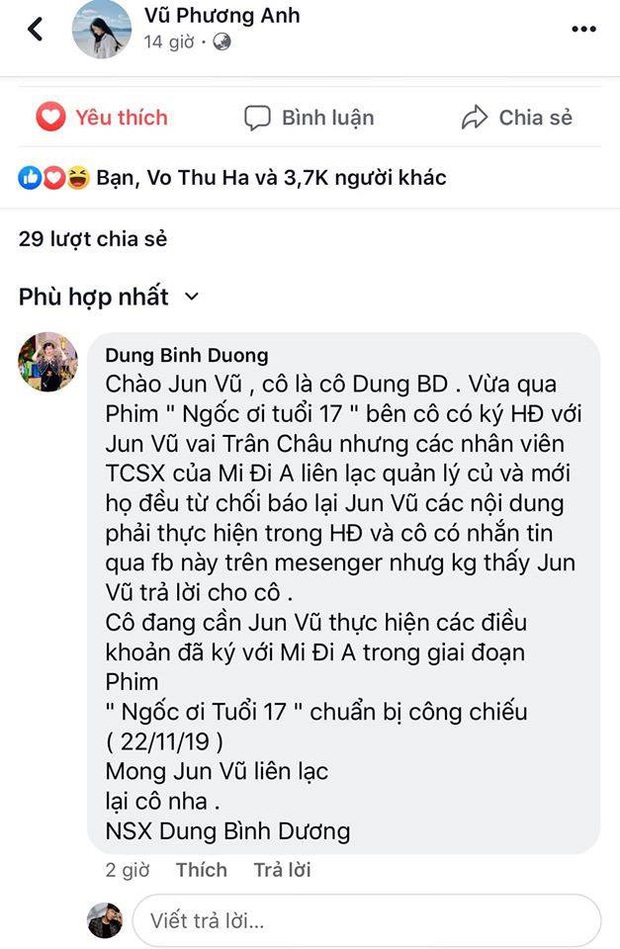Jun Vũ vừa đăng hình lên Facebook đã bị NSX Dung Bình Dương đòi nợ quyền lợi, phim sắp chiếu là sẽ có phốt sao? - Ảnh 2. Jun Vũ vừa đăng hình lên Facebook đã bị NSX Dung Bình Dương đòi nợ quyền lợi, phim sắp chiếu là sẽ có phốt sao? - Ảnh 2.