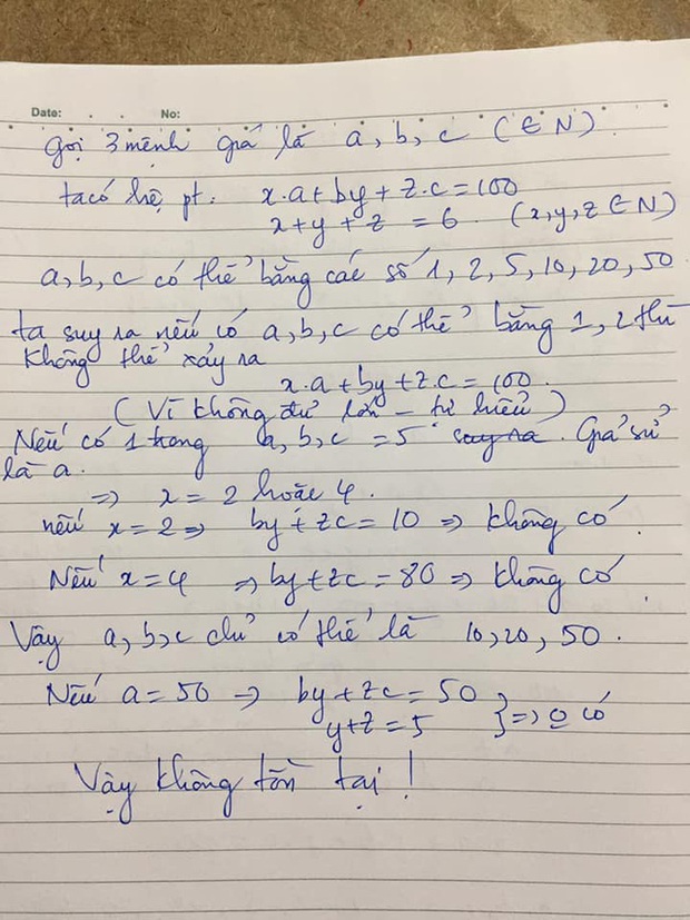 Bài toán Chọn 6 tờ tiền với 3 mệnh giá khác nhau sao cho tổng bằng 100k khiến dân mạng nát óc, nào ngờ đáp án quá đơn giản - Ảnh 2.