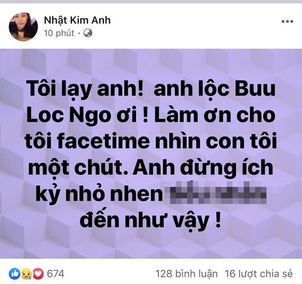 Bị chồng ngăn cản gặp con trai, Nhật Kim Anh bức xúc: Anh đừng ích kỷ nữa, tôi chịu hết nổi rồi! - Ảnh 1.