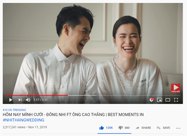 MV cưới Đông Nhi - Ông Cao Thắng leo hẳn top 10 trending, lập thành tích cao nhất sự nghiệp: đúng là đám cưới viên mãn đủ đường! - Ảnh 1.