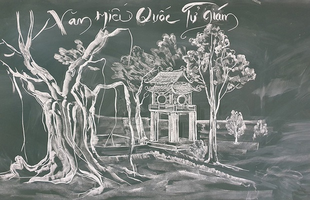 Thầy giáo vẽ tranh phong cảnh bằng phấn đẹp rụng rời, chi tiết nào cũng khiến dân mạng xuýt xoa thán phục - Ảnh 4.