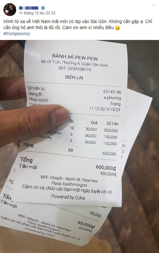 Cảm động fan cuồng của Pewpew, từ xa về Việt Nam ra ngay quán mua 600.000 tiền bánh mỳ, cộng đồng mạng bảo thế này có mà ăn cả tháng - Ảnh 2.