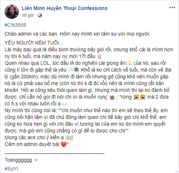 Quen người yêu nhí qua LMHT, trao tất cả cho nhau, nữ game thủ đau khổ nhờ cộng đồng mạng tư vấn - Ảnh 1. Quen người yêu nhí qua LMHT, trao tất cả cho nhau, nữ game thủ đau khổ nhờ cộng đồng mạng tư vấn - Ảnh 1.