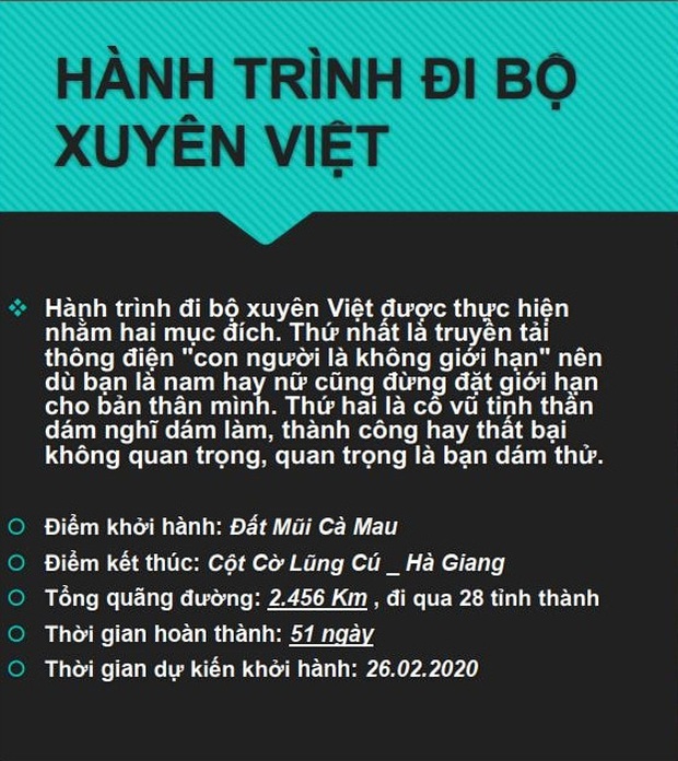 Cô gái miền Tây lên FB tìm nhà tài trợ để chuẩn bị đi bộ xuyên Việt gần 2,500km trong 51 ngày: Dân mạng lập tức chia 2 phe - Ảnh 2.