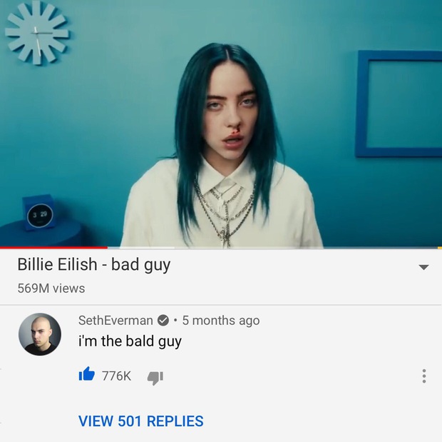 Ai là người có comment nhiều Like nhất YouTube? Chính là thanh niên nổi danh nhờ cà khịa Billie Eilish đây - Ảnh 1.