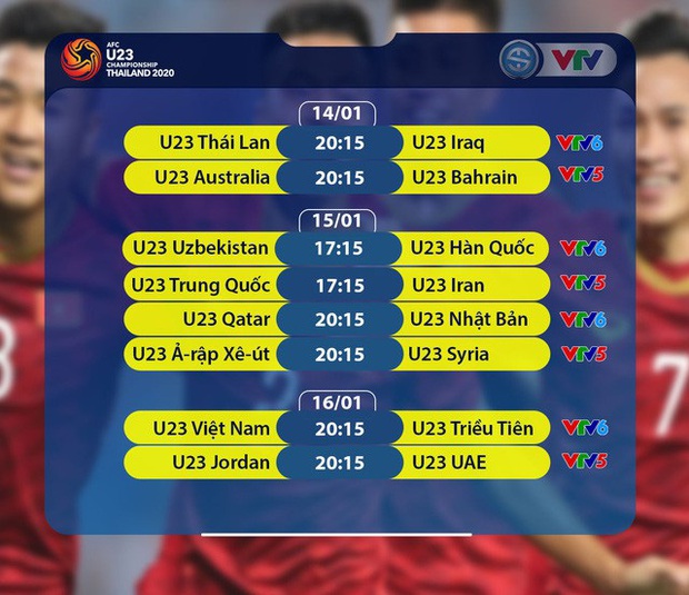 CHÍNH THỨC: Lịch thi đấu và trực tiếp VCK U23 châu Á 2020 trên VTV - Ảnh 2.