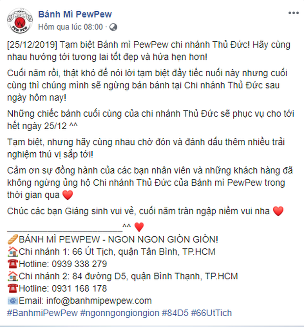Tiệm bánh mỳ Pewpew đóng cửa: Là do chất lượng cơ sở kém, không đủ KPI hay muốn dồn lực Bắc tiến ra Hà Nội - Ảnh 1. Tiệm bánh mỳ Pewpew đóng cửa: Là do chất lượng cơ sở kém, không đủ KPI hay muốn dồn lực Bắc tiến ra Hà Nội - Ảnh 1.