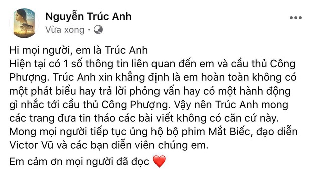 Trúc Anh “Mắt Biếc” lên tiếng sau màn thả thính “Được Công Phượng tỏ tình sẽ đồng ý ngay” gây xôn xao, sự thật là gì? - Ảnh 1.