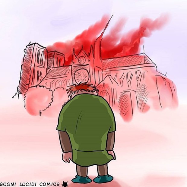 Người dân khắp thế giới đồng loạt chia sẻ những bức vẽ cầu nguyện cho Nhà thờ Đức Bà Paris sau vụ cháy - Ảnh 6.