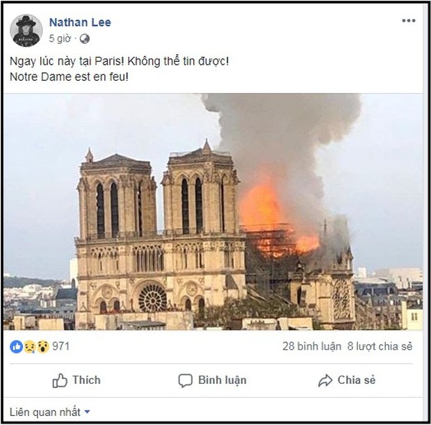 Sao Việt đau xót cầu nguyện trước cảnh tượng Nhà thờ Đức Bà Paris chìm trong biển lửa - Ảnh 2.