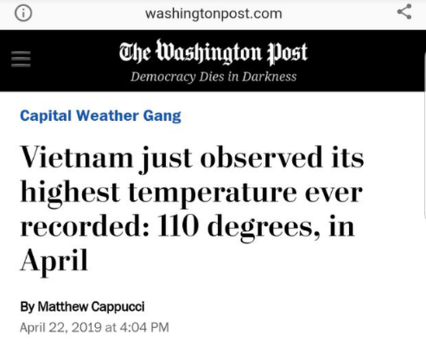 Báo Mỹ công bố đợt nắng nóng tại Việt Nam đã lập kỷ lục mọi thời kỳ, nhưng có thể sẽ nóng hơn nữa trong thời gian tới - Ảnh 1.