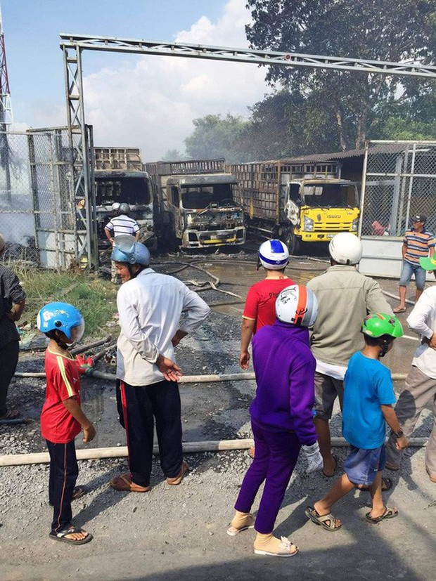 Long An: Cháy dữ dội vựa phế liệu cạnh cây xăng, 3 xe tải đã bị thiêu rụi - Ảnh 1.