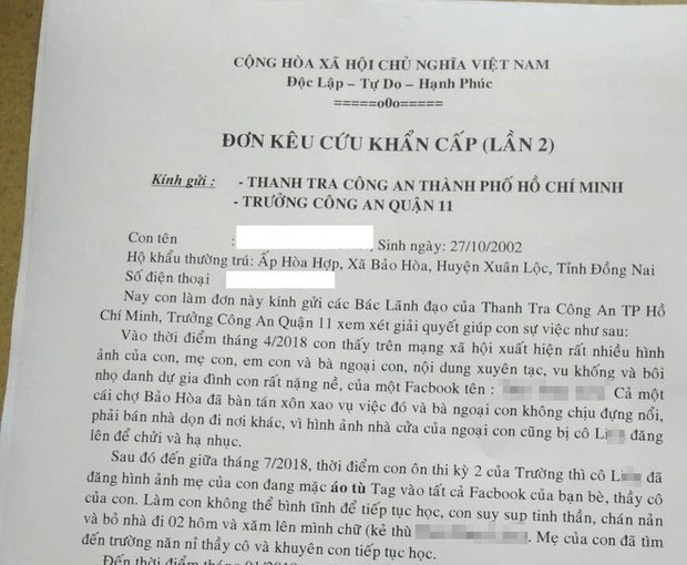 Nữ sinh lớp 11 cầu cứu Công an TP.HCM vì bị miệt thị đồ con không cha trên facebook, khiến phải tự tử - Ảnh 2.