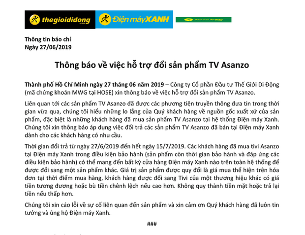 Asanzo phản đối chính sách thu hồi sản phẩm của các nhà bán lẻ, tuyên bố không chịu trách nhiệm trong quá trình đổi trả của người dùng - Ảnh 1.