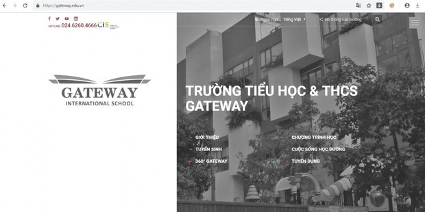 Trang chủ website trường Gateway được đổi từ