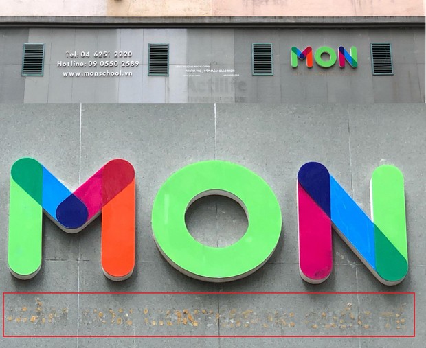 Dòng chữ International Montessori School bị xóa sạch.