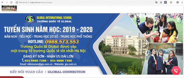 Trên trang web của trường Global vẫn còn nguyên tên gọi