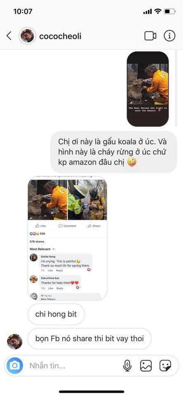 Sao thị phi liên tiếp chiếu thẳng girl xinh Cococheoli: Đăng story xót thương cháy rừng Amazon mà dùng lộn hình bên... Úc - Ảnh 3.