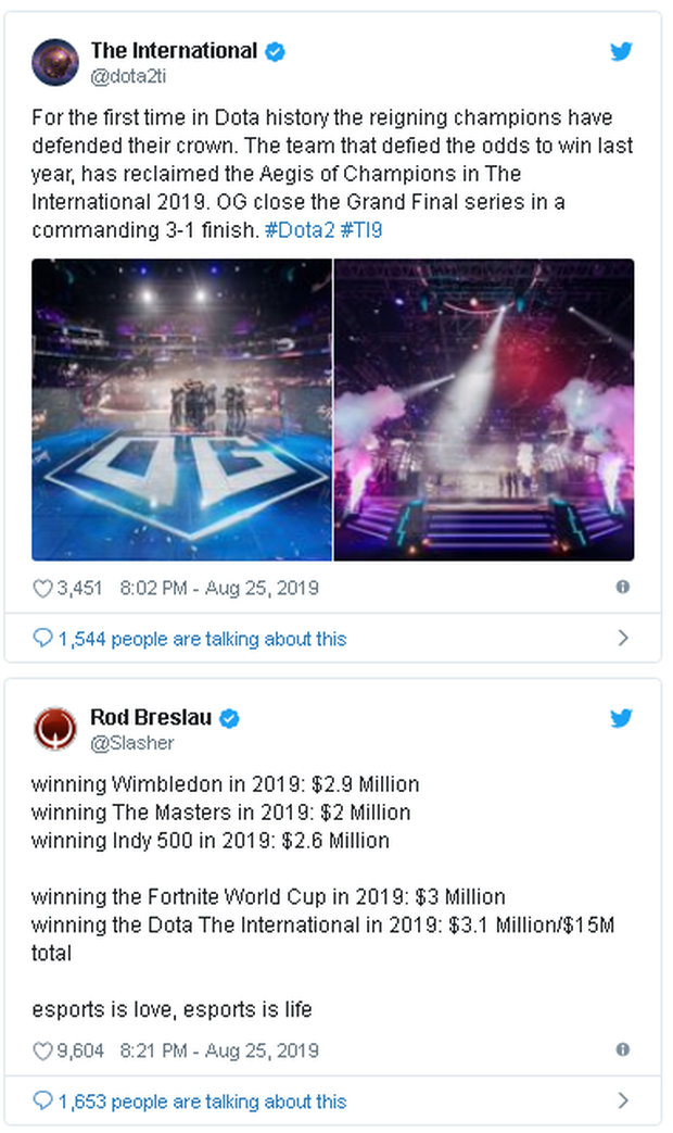 Nhà vô địch giải đấu Dota 2 kiếm được nhiều tiền hơn cả quán quân Wimbledon 2019 - Ảnh 2.