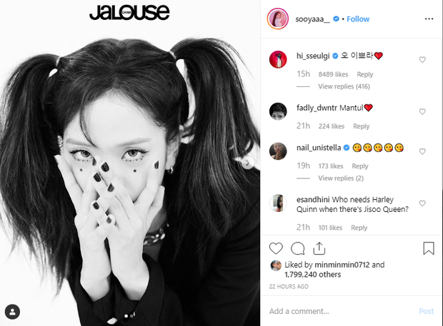 Chỉ vừa mới bình luận dạo khen nhau xinh, Jisoo (BLACKPINK) và Seulgi (Red Velvet) đã làm fan phát cuồng đòi collab gấp - Ảnh 1. Chỉ vừa mới bình luận dạo khen nhau xinh, Jisoo (BLACKPINK) và Seulgi (Red Velvet) đã làm fan phát cuồng đòi collab gấp - Ảnh 1.