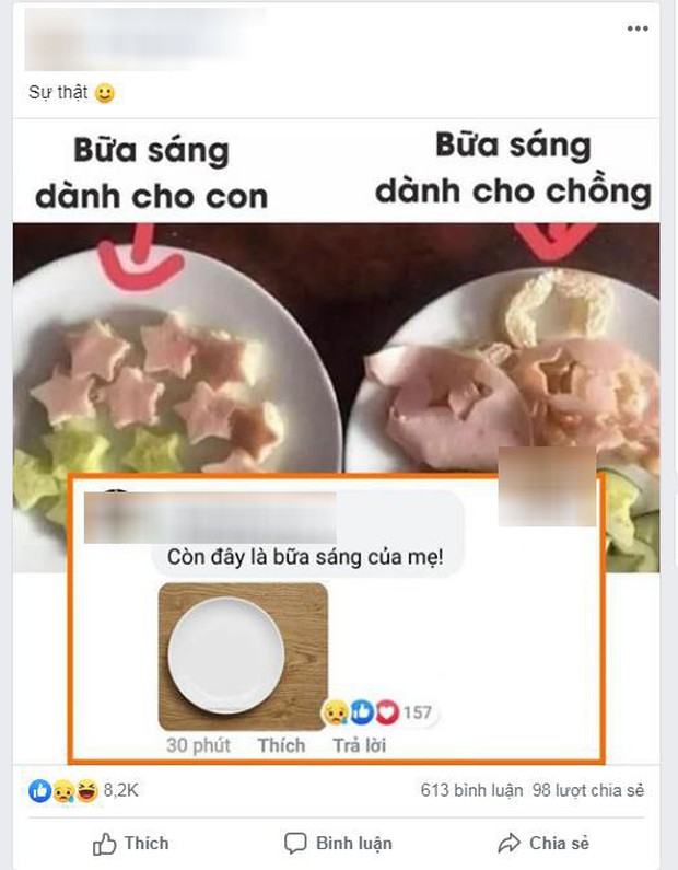 Cô vợ trẻ khoe bữa sáng của chồng và con, dân mạng phì cười nhìn có vẻ phân biệt đối xử nhưng lại rất hợp lý - Ảnh 2.