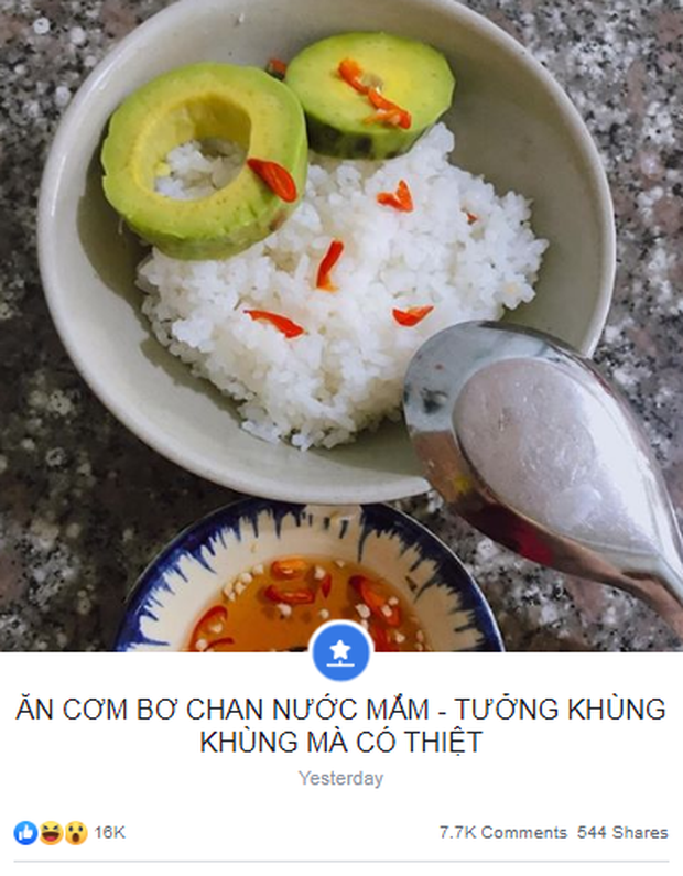 Chiếc ảnh “cơm bơ chan nước mắm” nhận về 16.000 lượt like: Nghe tên hết hồn, ăn ngon hết mình