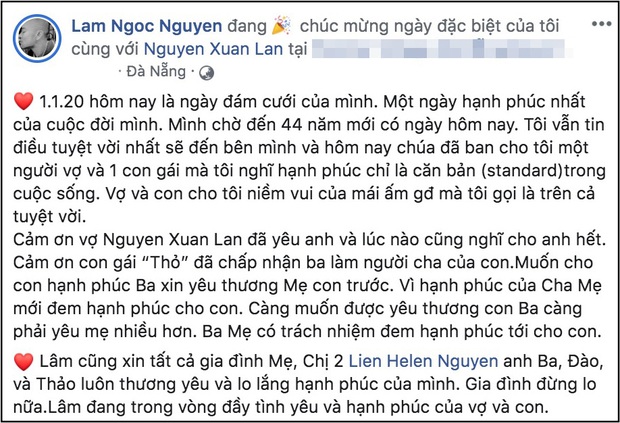 Ông xã đạo diễn cuối cùng đã lên tiếng, gửi lời ngọt ngào đến Xuân Lan sau hôn lễ và lời hứa với bé Thỏ gây chú ý - Ảnh 2.