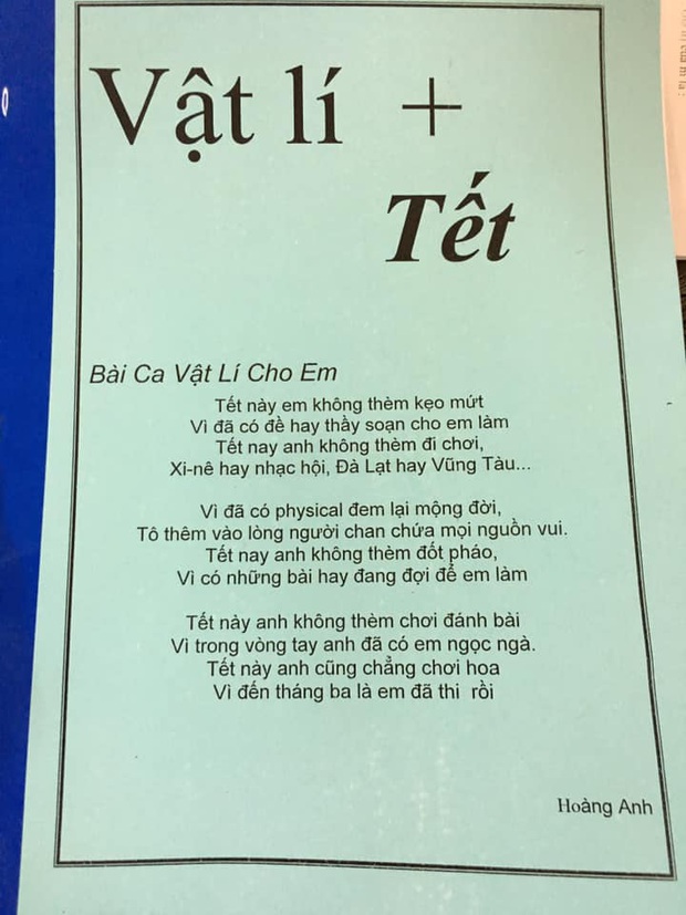 Thầy giáo Vật Lý sáng tác hẳn bài hát siêu lầy lội cổ vũ tinh thần học trò những ngày Tết đến xuân về - Ảnh 1.