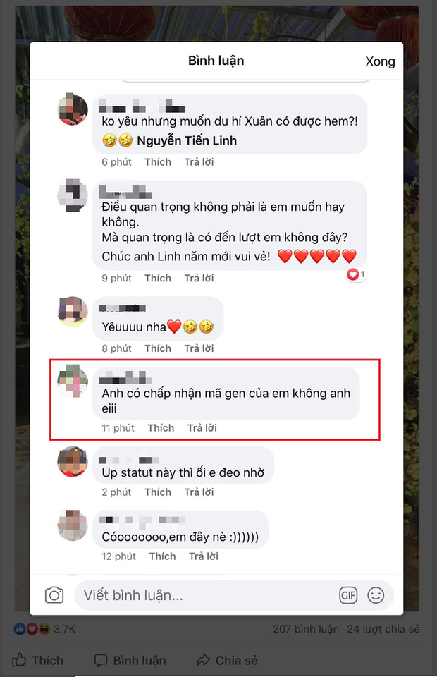 Tiền đạo U23 Việt Nam thả thính tìm người du xuân, fangirl ngỏ lời anh có chấp nhận mã gen của em không?” - Ảnh 2. Tiền đạo U23 Việt Nam thả thính tìm người du xuân, fangirl ngỏ lời anh có chấp nhận mã gen của em không?” - Ảnh 2.