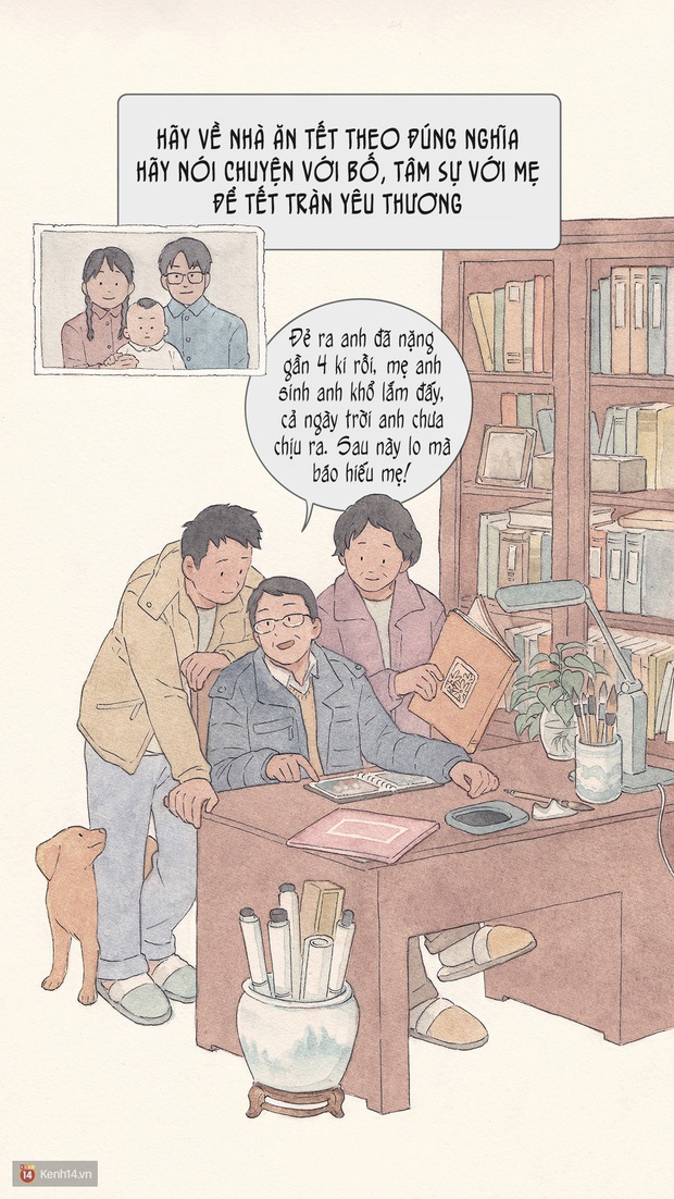 Bộ tranh: Đã về nhà ăn Tết thì hãy dành thời gian bên bố mẹ, tạm tha cho cái điện thoại đi - Ảnh 8. Bộ tranh: Đã về nhà ăn Tết thì hãy dành thời gian bên bố mẹ, tạm tha cho cái điện thoại đi - Ảnh 8.