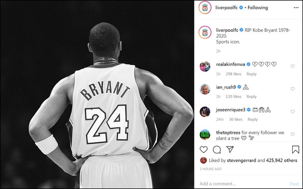 Ronaldo, Messi và các sao bóng đá tiếc thương trước sự ra đi đột ngột của huyền thoại Kobe Bryant sau tai nạn rơi máy bay - Ảnh 8. Ronaldo, Messi và các sao bóng đá tiếc thương trước sự ra đi đột ngột của huyền thoại Kobe Bryant sau tai nạn rơi máy bay - Ảnh 8.