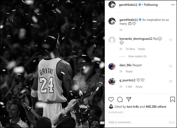 Ronaldo, Messi và các sao bóng đá tiếc thương trước sự ra đi đột ngột của huyền thoại Kobe Bryant sau tai nạn rơi máy bay - Ảnh 6. Ronaldo, Messi và các sao bóng đá tiếc thương trước sự ra đi đột ngột của huyền thoại Kobe Bryant sau tai nạn rơi máy bay - Ảnh 6.