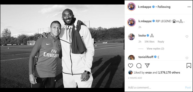 Ronaldo, Messi và các sao bóng đá tiếc thương trước sự ra đi đột ngột của huyền thoại Kobe Bryant sau tai nạn rơi máy bay - Ảnh 5. Ronaldo, Messi và các sao bóng đá tiếc thương trước sự ra đi đột ngột của huyền thoại Kobe Bryant sau tai nạn rơi máy bay - Ảnh 5.