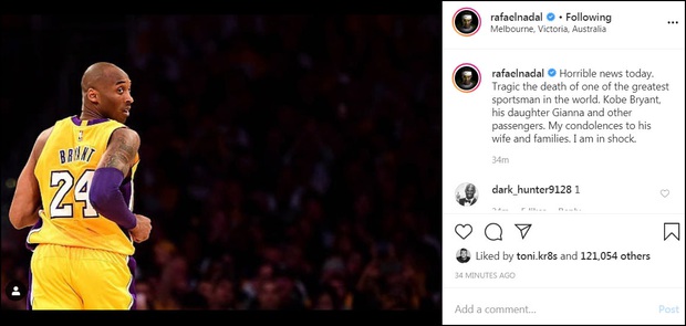 Ronaldo, Messi và các sao bóng đá tiếc thương trước sự ra đi đột ngột của huyền thoại Kobe Bryant sau tai nạn rơi máy bay - Ảnh 10. Ronaldo, Messi và các sao bóng đá tiếc thương trước sự ra đi đột ngột của huyền thoại Kobe Bryant sau tai nạn rơi máy bay - Ảnh 10.