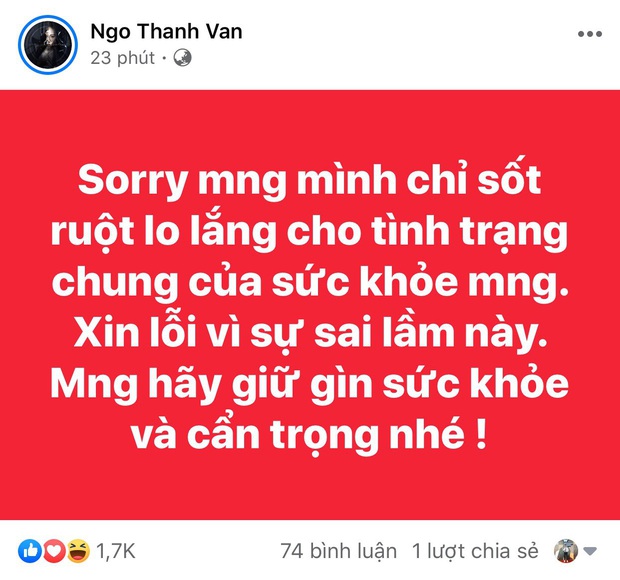 Sau Ngô Thanh Vân, NSND Hoàng Dũng cũng chính thức lên tiếng xin lỗi khi đưa tin sai về dịch cúm Corona - Ảnh 4.