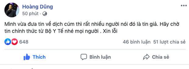 Sau Ngô Thanh Vân, NSND Hoàng Dũng cũng chính thức lên tiếng xin lỗi khi đưa tin sai về dịch cúm Corona - Ảnh 1.